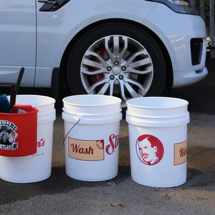 Slim's Detailing Bucket Stickers - Wash, Rinse, Wheels