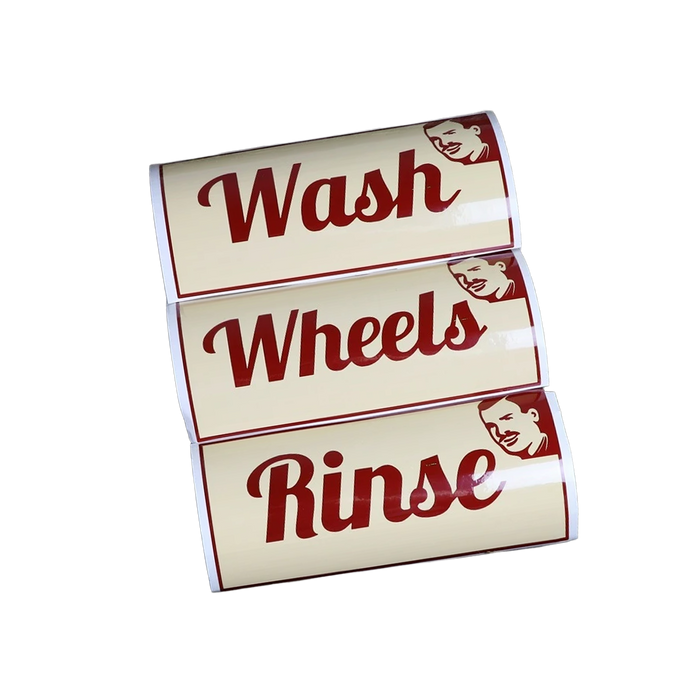 Slim's Detailing Bucket Stickers - Wash, Rinse, Wheels