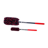 Two long-handled soft wheel brushes with black and red textured microfiber heads and red handles, shown on a plain white background. One is larger and one is smaller, both branded with 'The Original Woolie'.