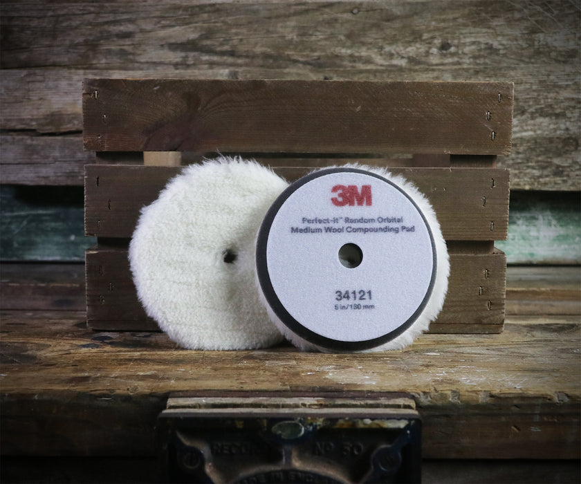 3M Perfect-It Random Orbital White Medium-Grade Wool Compounding Pad