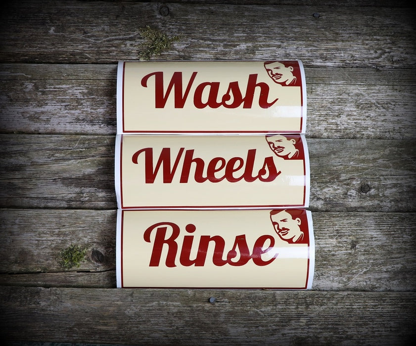 Slim's Bucket Stickers - Wash, Rinse, Wheels
